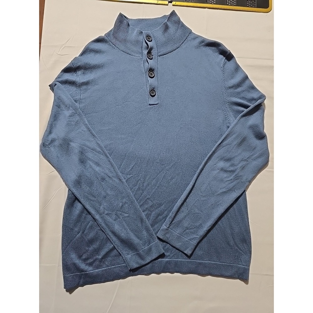 Banana Republic Mens Small Sweater Silk Cashmere Long Sleeve Mock Neck Blue